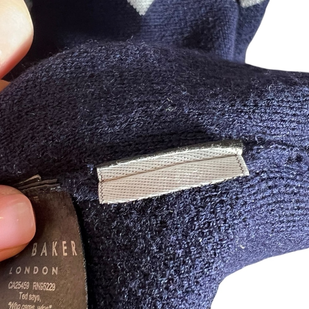 Ted Baker Blue Geometric Pattern Wool Blend Crew … - image 7